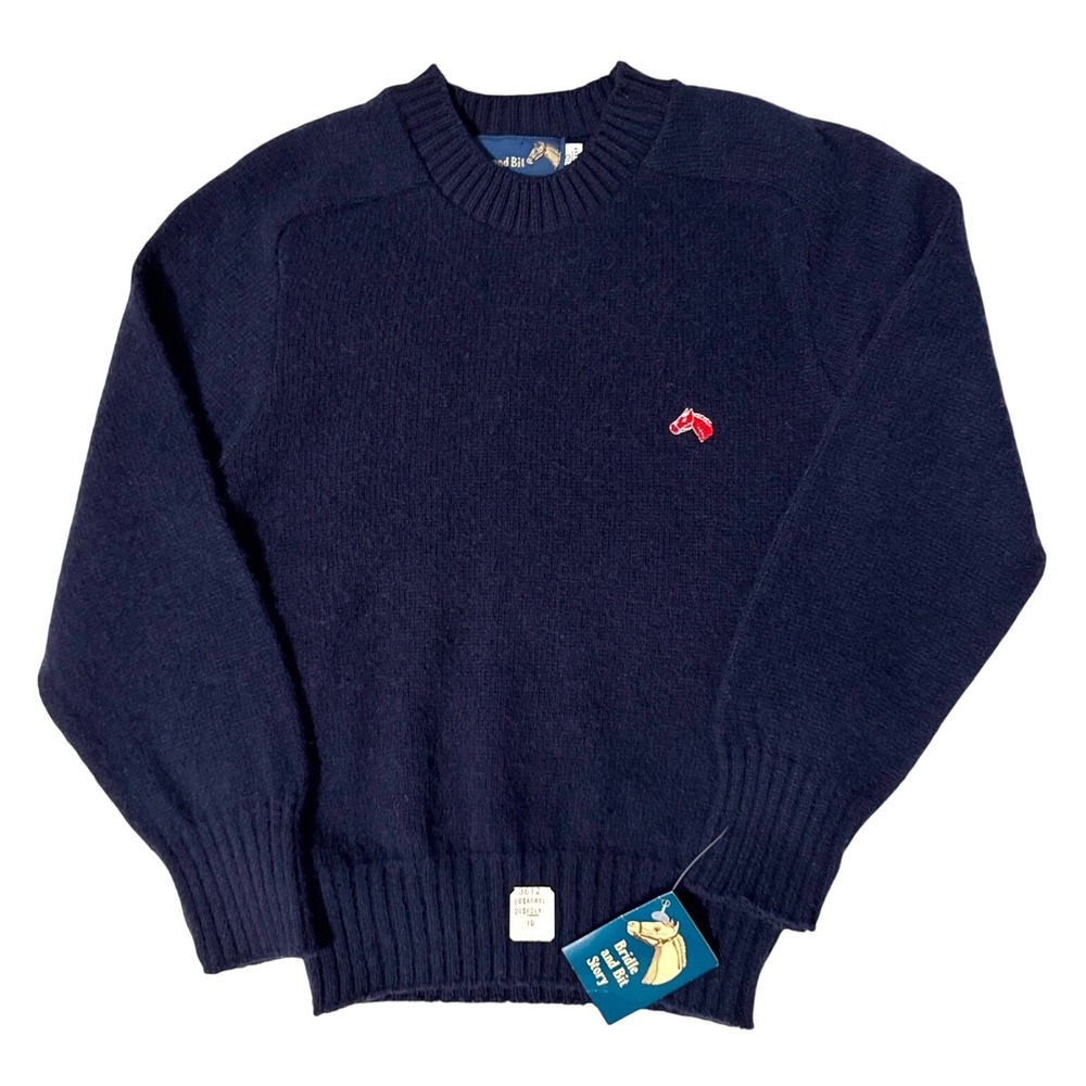 Bridle and Bit Vintage Kids‎ Navy Blue Embroidered Horse Sweater Size 10 NEW